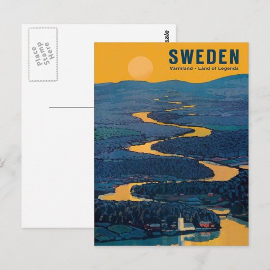Vintage Travel Briefkaart - ZWEDEN (Voorkant / Achterkant)