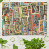 Vintage Travel Briefkaarten Keukenhanddoeken (Gevouwen)