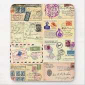 Vintage Travel Briefkaarten Muismat (Voorkant)