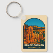 Vintage Travel Bryce Canyon National Park Retro Sleutelhanger (Voorkant)