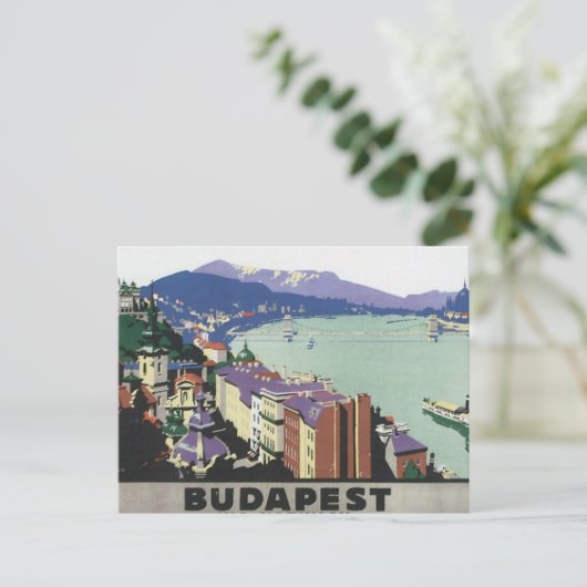 Vintage Travel Budapest Hongarije Briefkaart (Staand voorkant)