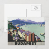 Vintage Travel Budapest Hongarije Briefkaart (Voorkant / Achterkant)