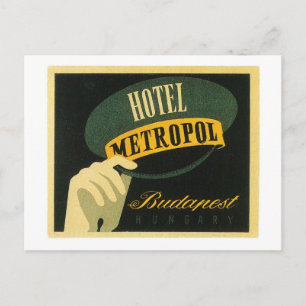 Vintage Travel Budapest Hongarije Hotel Label Art Briefkaart