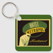 Vintage Travel Budapest Hungary Bellhop Pet Sleutelhanger (Voorkant)