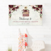 Vintage Travel Burgundy Blush Floral Vrijgezellenf Spandoek (Insitu)
