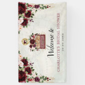Vintage Travel Burgundy Blush Floral Vrijgezellenf Spandoek (Verticaal)