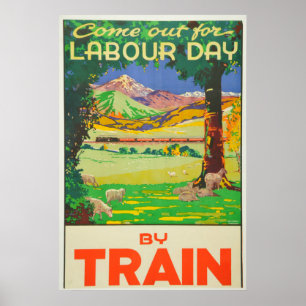 Vintage Travel by Train New Zealand Holiday Poster