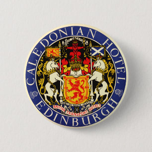 Vintage Travel Caledonian Hotel Edinburgh Schotlan Ronde Button 5,7 Cm