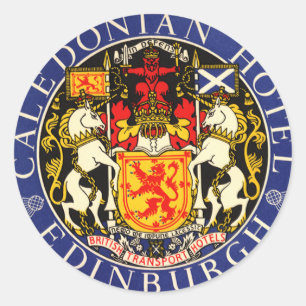 Vintage Travel Caledonian Hotel Edinburgh Schotlan Ronde Sticker