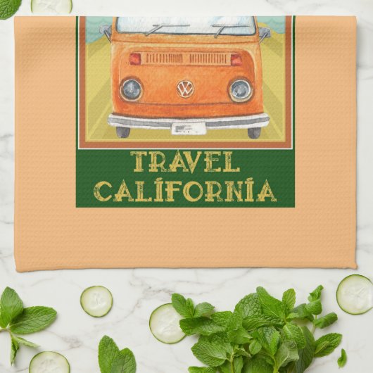 Vintage Travel California Theedoek (Gevouwen)