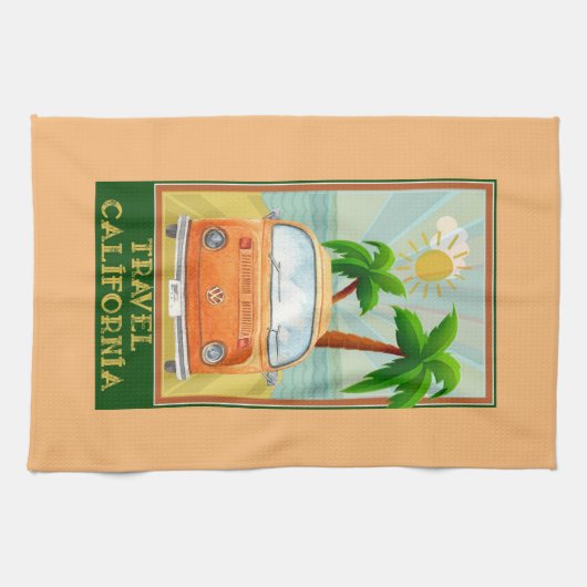 Vintage Travel California Theedoek (Horizontaal)