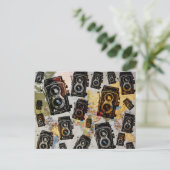 Vintage Travel Camera Patroon Briefkaart (Staand voorkant)