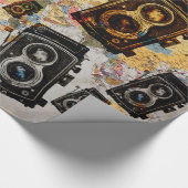 Vintage Travel Camera Patroon Cadeaupapier (Hoek)
