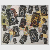 Vintage Travel Camera Patroon Cadeaupapier (Vlak)