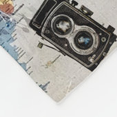 Vintage Travel Camera Patroon Fleece Deken (Hoek)