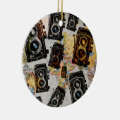 Vintage Travel Camera Patroon Keramisch Ornament (Rechts)