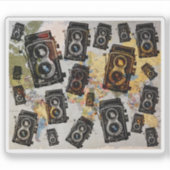 Vintage Travel Camera Patroon Sticker (Voorkant)