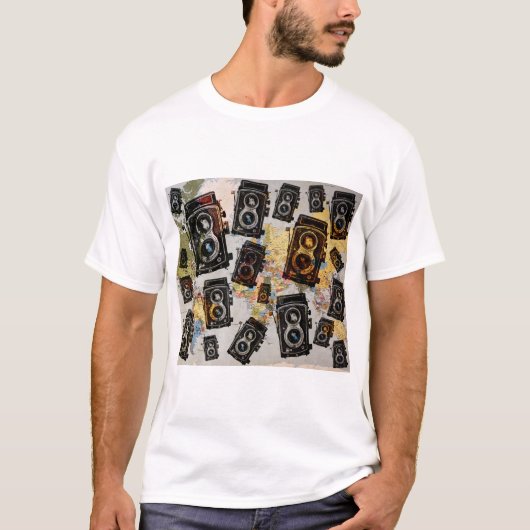 Vintage Travel Camera Patroon T-shirt (Voorkant)
