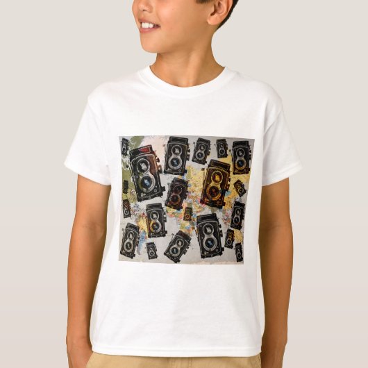 Vintage Travel Camera Patroon T-shirt (Voorkant)