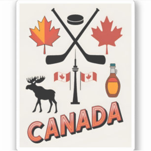 Vintage Travel Canada Nationale Iconen Vector Styl Sticker