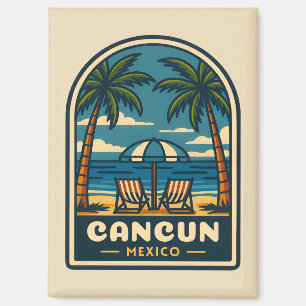 Vintage Travel Cancun Mexico Beach Seaside Retro Magneet