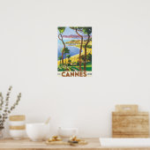 Vintage Travel Cannes Beach Scene Poster (Keuken)