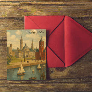 Vintage Travel Cardiff, Wales bezienswaardigheden  Briefkaart