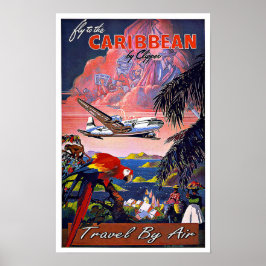 Vintage Travel Caribbean by Air Poster