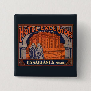 Vintage Travel, Casablanca in Marokko, Afrika Vierkante Button 5,1 Cm