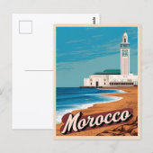 Vintage Travel Casablanca Marokko Retro Schilderac Briefkaart (Voorkant / Achterkant)