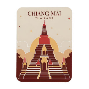 Vintage Travel Chiang Mai Thailand Vector Graphic Magneet