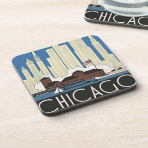 Vintage Travel Chicago heeft alles City Skyline Bier Onderzetter