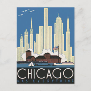 Vintage Travel Chicago heeft alles City Skyline Briefkaart