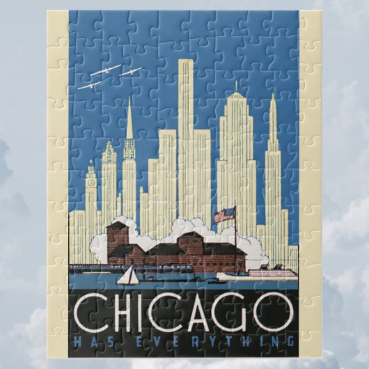 Vintage Travel Chicago heeft alles City Skyline Legpuzzel