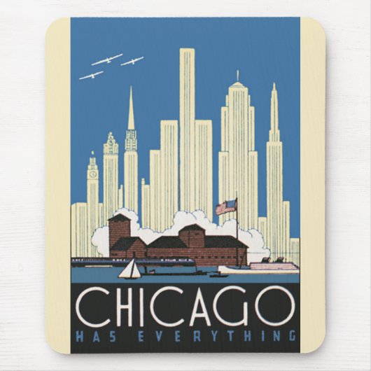 Vintage Travel Chicago heeft alles City Skyline Muismat (Voorkant)