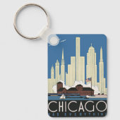 Vintage Travel Chicago heeft alles City Skyline Sleutelhanger (Voorkant)