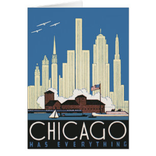 Vintage Travel Chicago Heeft Alles Stads Silhouet