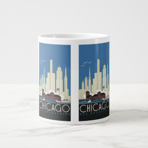 Vintage Travel Chicago Heeft Alles Stads Silhouet Grote Koffiekop