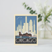 Vintage Travel Chicago Illinois Skyscraper Skyline Briefkaart (Staand voorkant)