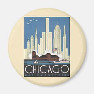 Vintage Travel Chicago Illinois Skyscraper Skyline Magneet