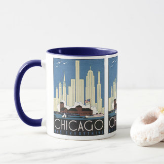Vintage Travel Chicago Illinois Skyscraper Skyline Mok
