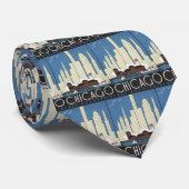 Vintage Travel Chicago Illinois Skyscraper Skyline Stropdas (Opgerold)