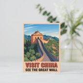 Vintage Travel China Grote Muur Retro Landschap Briefkaart (Staand voorkant)