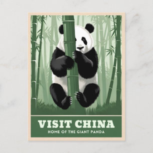 Vintage Travel China Panda Wildlife Natuur Retro Briefkaart