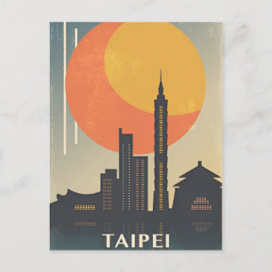 Vintage travel city Nieuw Taipei Stad Taiwan retro Briefkaart