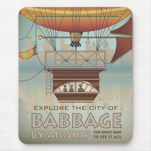 Vintage Travel City of Babbage Airship Muismat (Voorkant)