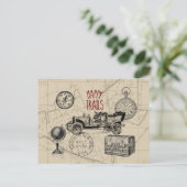 Vintage Travel Collage, Antiek autoweg Briefkaart (Staand voorkant)