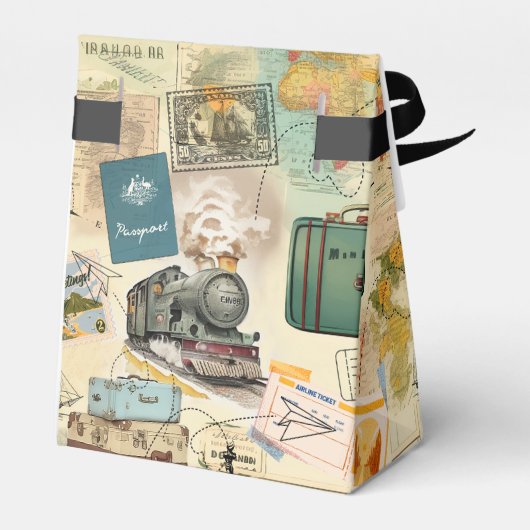 Vintage Travel Collage Bedankdoosjes (Achterkant)