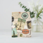 Vintage Travel collage briefkaart (Staand voorkant)