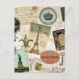 Vintage Travel collage briefkaart